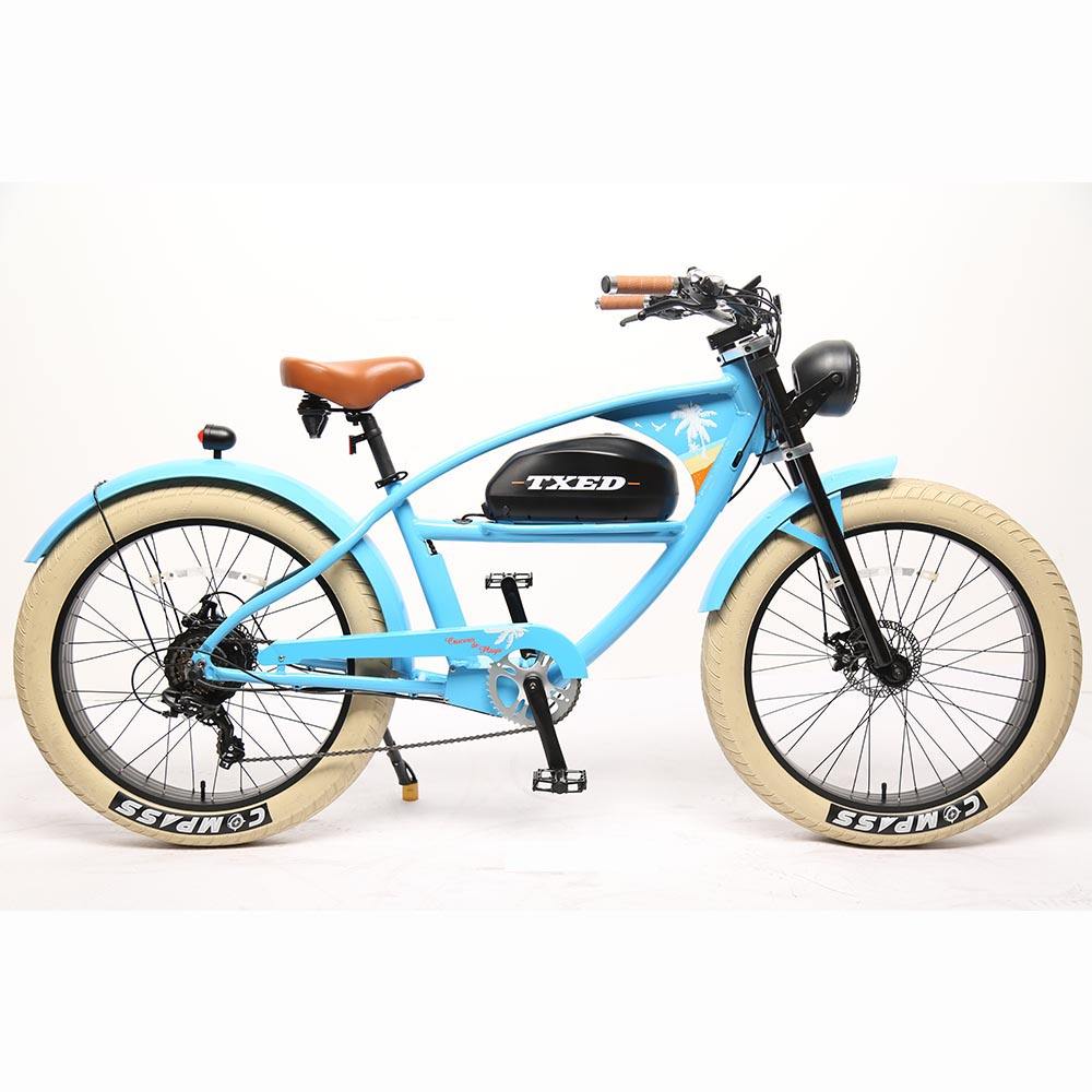 26 Inch Custom 7 Speed E Bike Fat Tire Rear Hub Motor Electric Beach Cruiser Electric Bike
