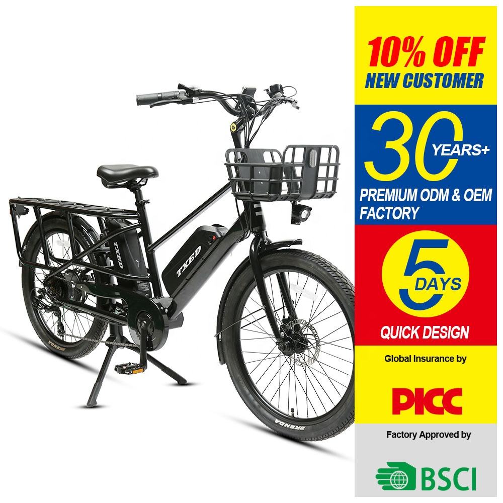 2 Whee long tail with basket adult city fashion fat tire motor 500w 750w ebike e-cargo family e bicycle electric cargo bike