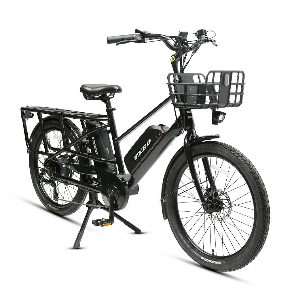 2 Whee long tail with basket adult city fashion fat tire motor 500w 750w ebike e-cargo family e bicycle electric cargo bike